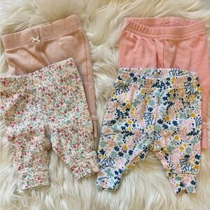 Lot of 4 Carter’s Newborn Pants Pink and Floral